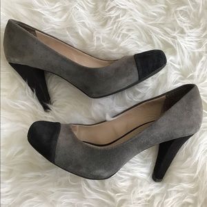 Franco Sarto Willa Grey Suede Toe Cap Heels